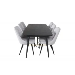 Guld Spisestuesæt - Sort, Messing og Lysegrå