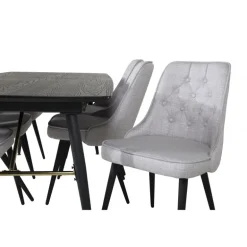 Guld Spisestuesæt - Sort, Messing og Lysegrå