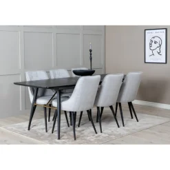 Guld Spisestuesæt - Sort, Messing og Lysegrå