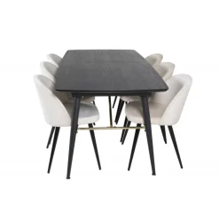 Guld t Spisebordssæt - Beige og Sort