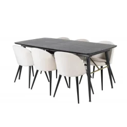 Guld t Spisebordssæt - Beige og Sort