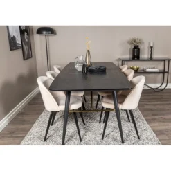 Guld t Spisebordssæt - Beige og Sort