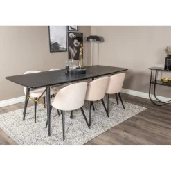 Guld t Spisebordssæt - Beige og Sort