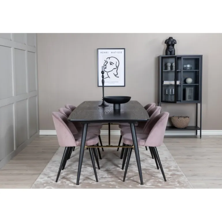 Guld t Spisebordssæt - Sort og Pink