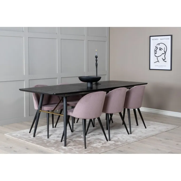 Guld t Spisebordssæt - Sort og Pink