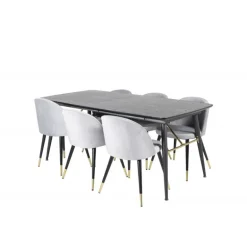 Guld t Spisebordssæt - Sort, Messing og Lysegrå