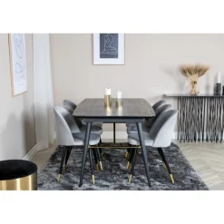 Guld t Spisebordssæt - Sort, Messing og Lysegrå