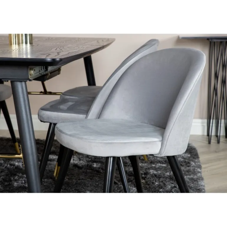 Guld t Spisebordssæt - Sort, Messing og Lysegrå