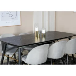 Guld t Spisebordssæt - Sort, Messing og Lysegrå