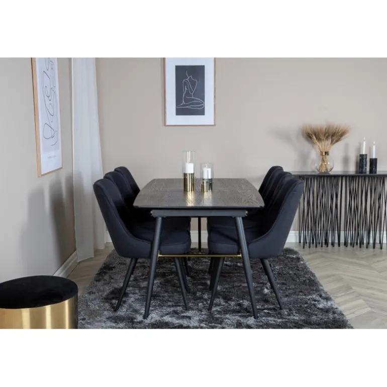 Guld t Spisebordssæt - Sort og Messing