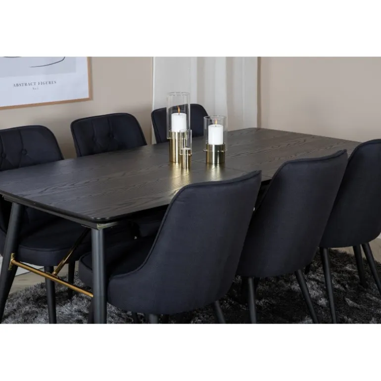 Guld t Spisebordssæt - Sort og Messing