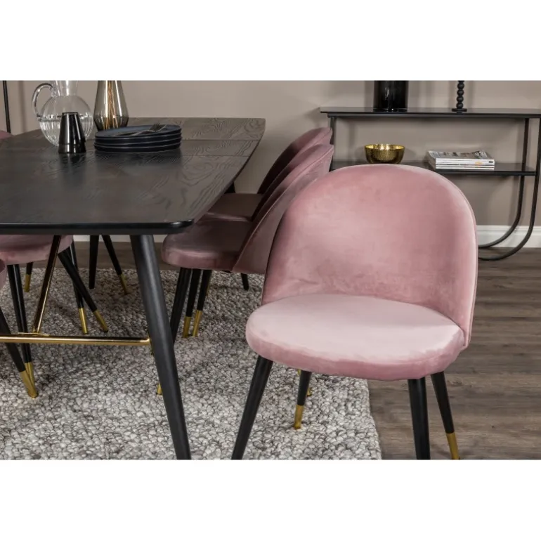 Guld t Spisebordssæt - Sort og Pink