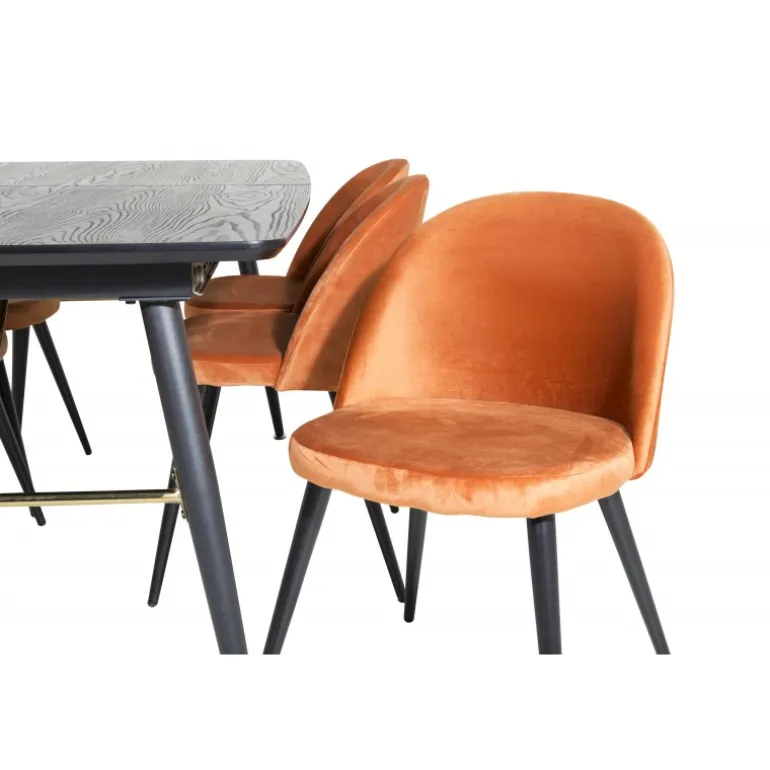 Guld t Spisebordssæt - Sort, Messing og Light Cognac