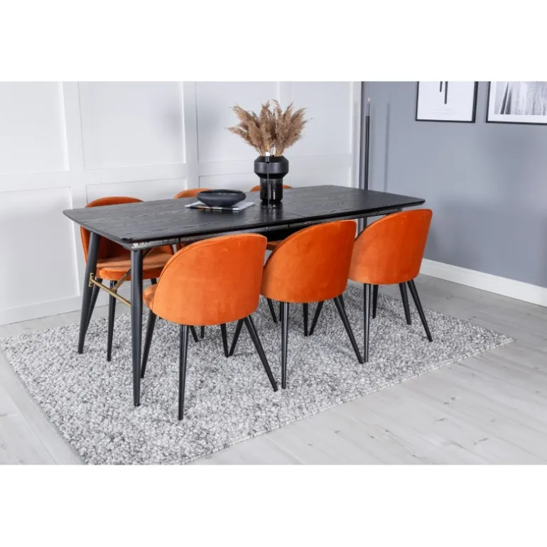 Guld t Spisebordssæt - Sort, Messing og Light Cognac