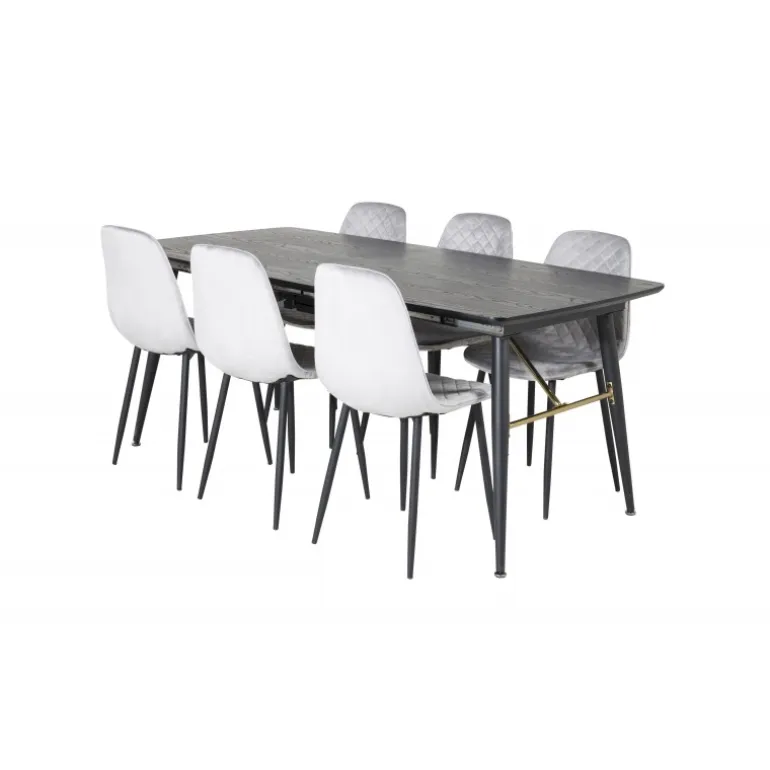 Guld t Spisebordssæt - Sort og Grå