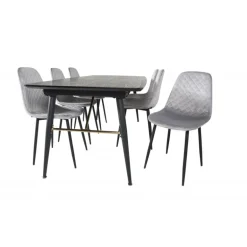 Guld t Spisebordssæt - Sort og Grå