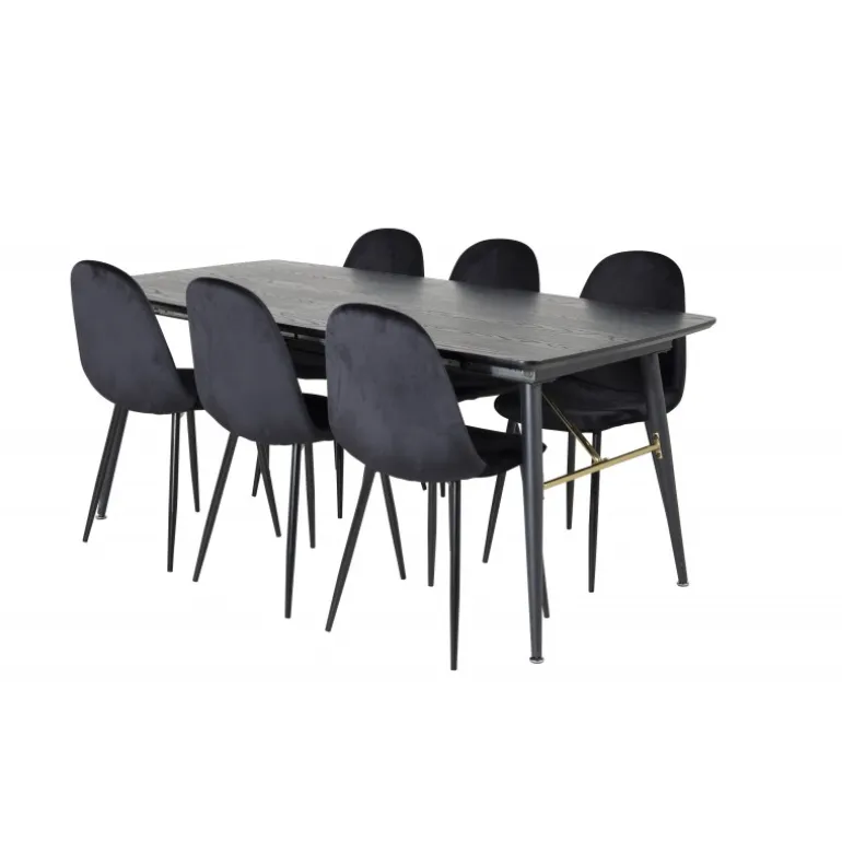 Guld t Spisebordssæt - Sort og Messing