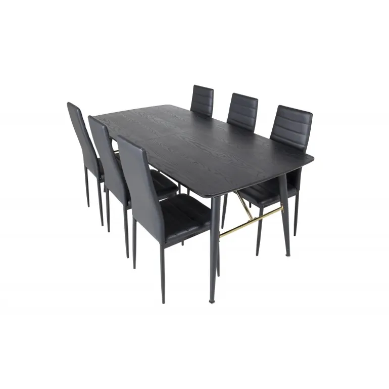 Guld t Spisebordssæt - Sort og Messing