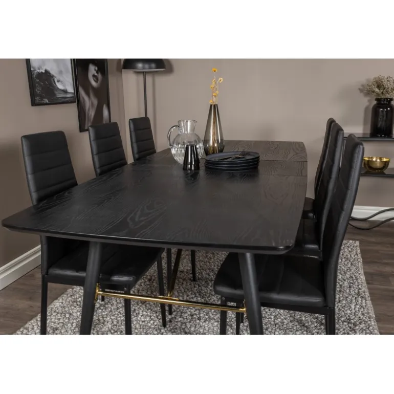 Guld t Spisebordssæt - Sort og Messing