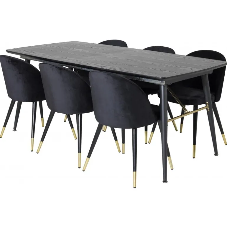 Guld t Spisebordssæt - Sort og Messing