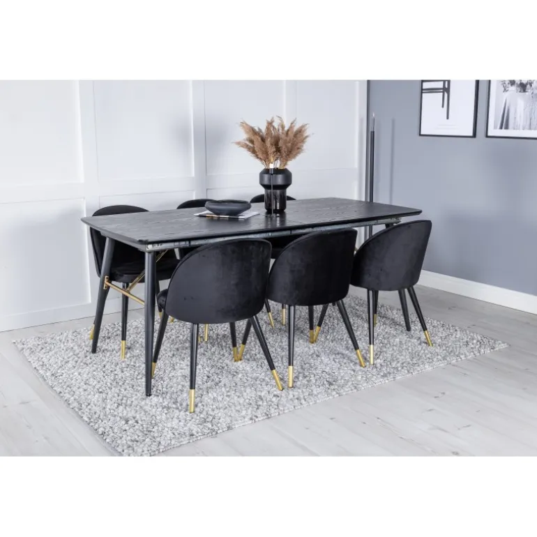 Guld t Spisebordssæt - Sort og Messing