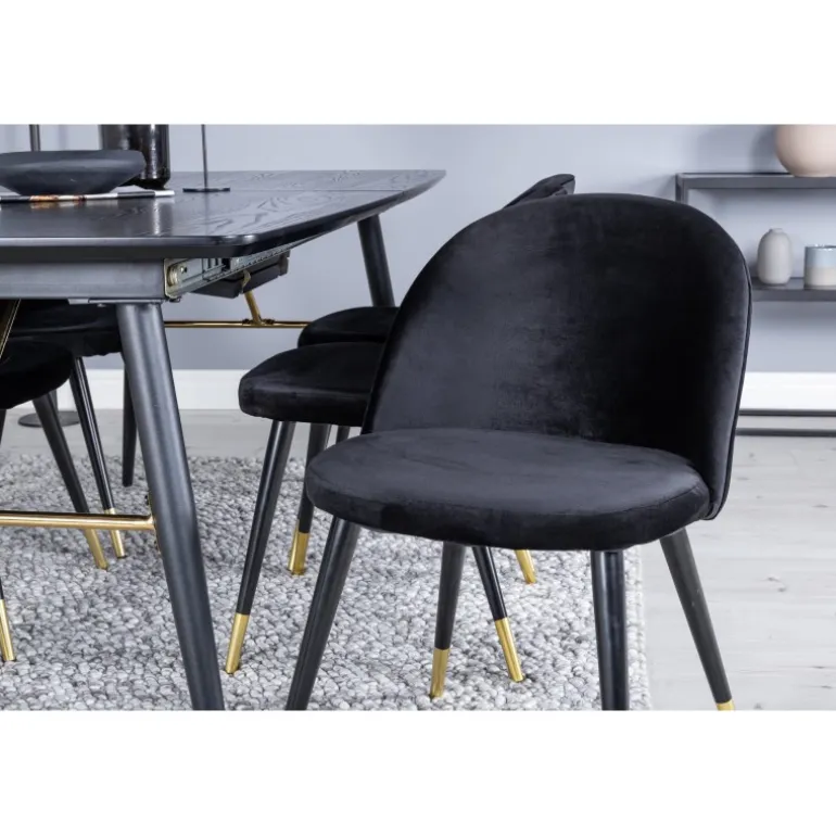 Guld t Spisebordssæt - Sort og Messing