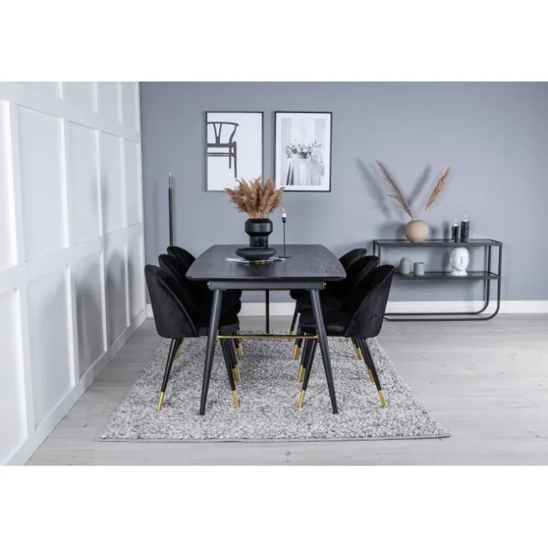 Guld t Spisebordssæt - Sort og Messing