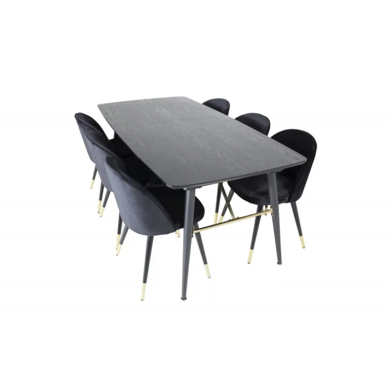 Guld t Spisebordssæt - Sort og Messing