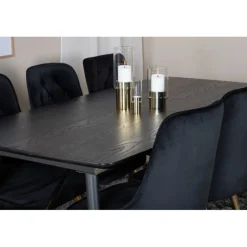 Guldfarvet t Spisebordssæt - Sort og Messing