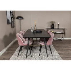 Guldfarvet t Spisebordssæt - Sort og Pink