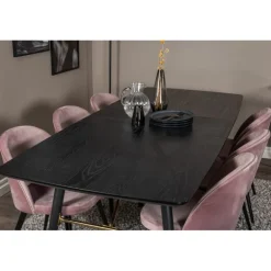 Guldfarvet t Spisebordssæt - Sort og Pink