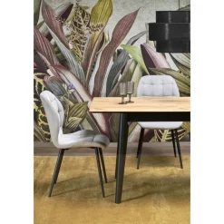 GULIAN Spisebord med udtræk, wotan eg / Sort