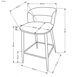 H114 Barstol, Beige / Valnød
