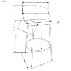 H116 Barstol, Grå / guld