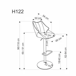 H122 Barstol, Sort / Beige