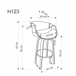 H123 Barstol, Sort/Valnød