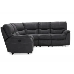 HAGA Colorado hjørnesofa grå stof/læder PU m. reclinerfunktion