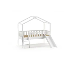 Halvhøj juniorseng med rutsjebane 90x200 – Dallas, hvid