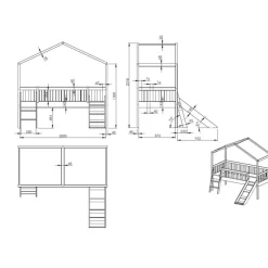 Halvhøj juniorseng med rutsjebane 90x200 – Dallas, hvid