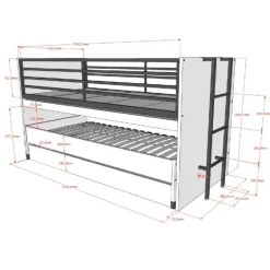 Halvhøj seng 90 x 200 – Sam i eg med udtræksskrivebord