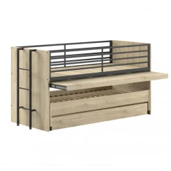 Halvhøj seng 90 x 200 – Sam i eg med udtræksskrivebord