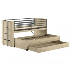 Halvhøj seng 90 x 200 – Sam i eg med udtræksskrivebord