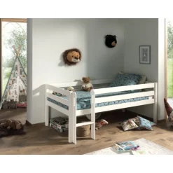 Halvhøj seng 90 x 200 cm – Pino, hvid