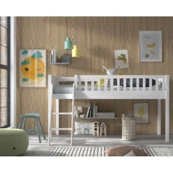 Halvhøj seng 90 x 200 cm – Scott, hvid