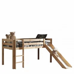 Halvhøj seng med rutsjebane 90x200 – Pino, natur