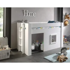 Halvhøj seng til børn 90 x 200 – Noah, hvid