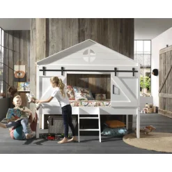 Halvhøj seng til børn 90 x 200 – Barnie, hvid