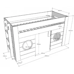 Halvhøj seng til børn 90 x 200 – Freya, hvid