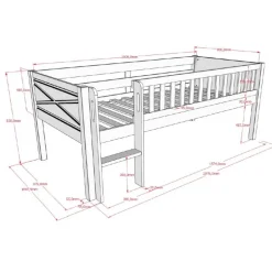 Halvhøj seng 90x200 – Scott, hvid