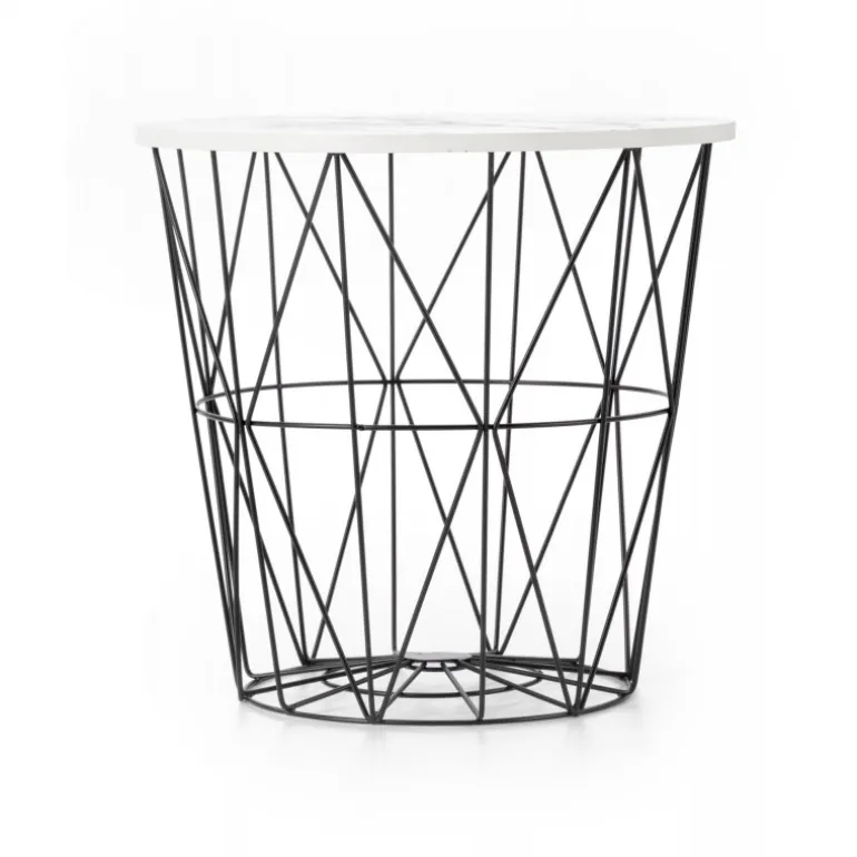 HARISSA_B sofabord, Sort / Hvid marmor